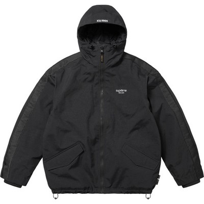 SUPREME BLACK GORE-TEX STRIPE HOODED JACKET FULL ZIP SHELL SS25 Men s SIZE XL