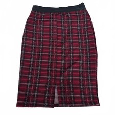 Wmn's Large - Olivia Blu Red plaid pencil skirt