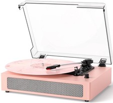 Bluetooth Vinyl Record Player 3-Speed Turntable with Built-in Stereo Speakers...