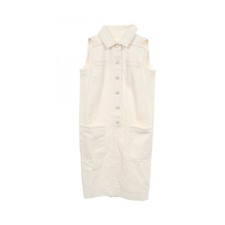 CHANEL COCO Mark button Sleeveless Dress #36 cotton White Used Women CC