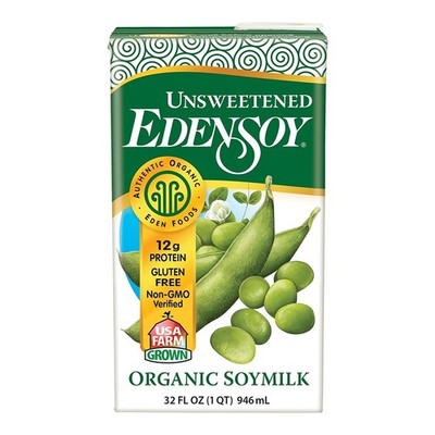 Edensoy Unsweetened Organic Soymilk, Non-GMO, USA Whole Soy (Soya) Milk, Non-...