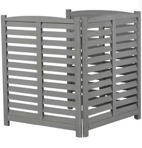 32 in. Gray Wood, 3-Panel, Outside Wood Fence for Air Conditioning Unit