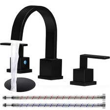 KINGO HOME Matte Black Bathroom Faucet, Black Faucet Bathroom 3 Hole 8inch Wides