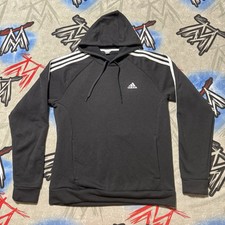 Adidas 3-Stripes Drawstring Black Fleece H09262 Men's M Hoodie