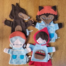 The Land Of Nod Wool Puppets Once Upon a Little Red Riding Hood 4 PC Set