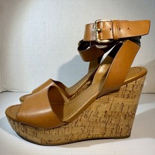 Preppy Platform Wedge Tommy Hilfiger Maya Espadrille Brown Strappy Sandals 6.5 M