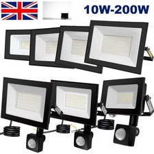 LED Floodlight With PIR Motion Sensor Outdoor Security Light Waterproof UK