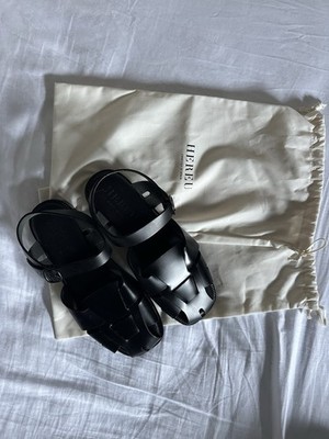 Hereu Pedra Sandals - Black calfskin leather- Made in Spain
