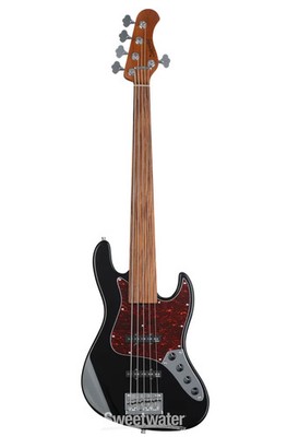 Sadowsky MetroExpress Vintage JJ Bass Fretless, 5-string - Black High Polish
