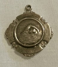 Vintage 1951 Solid Silver Swimming Medal Fob &ndash; RAF Air Cadet Sqn 2246 &ndash; Named