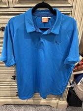 Men's Puma Sport Life Style Blue Polo Shirt Polyester Short Sleeve Size XL