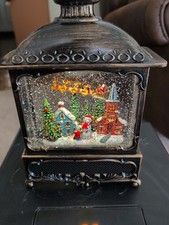 Illuminated Lantern Snow Globe Christmas Tree Santa Sleigh Musical Free Ship