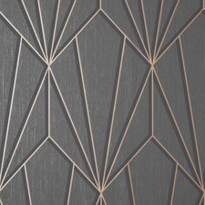 Image of Fine Decor Cascade Geo Wallpaper - FD42849 - Grey / Rose Gold
