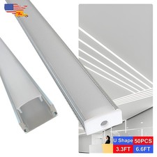 50 Pack 6.6FT/2M Led Aluminum Profile U Channel With Milky Cover Easy Install