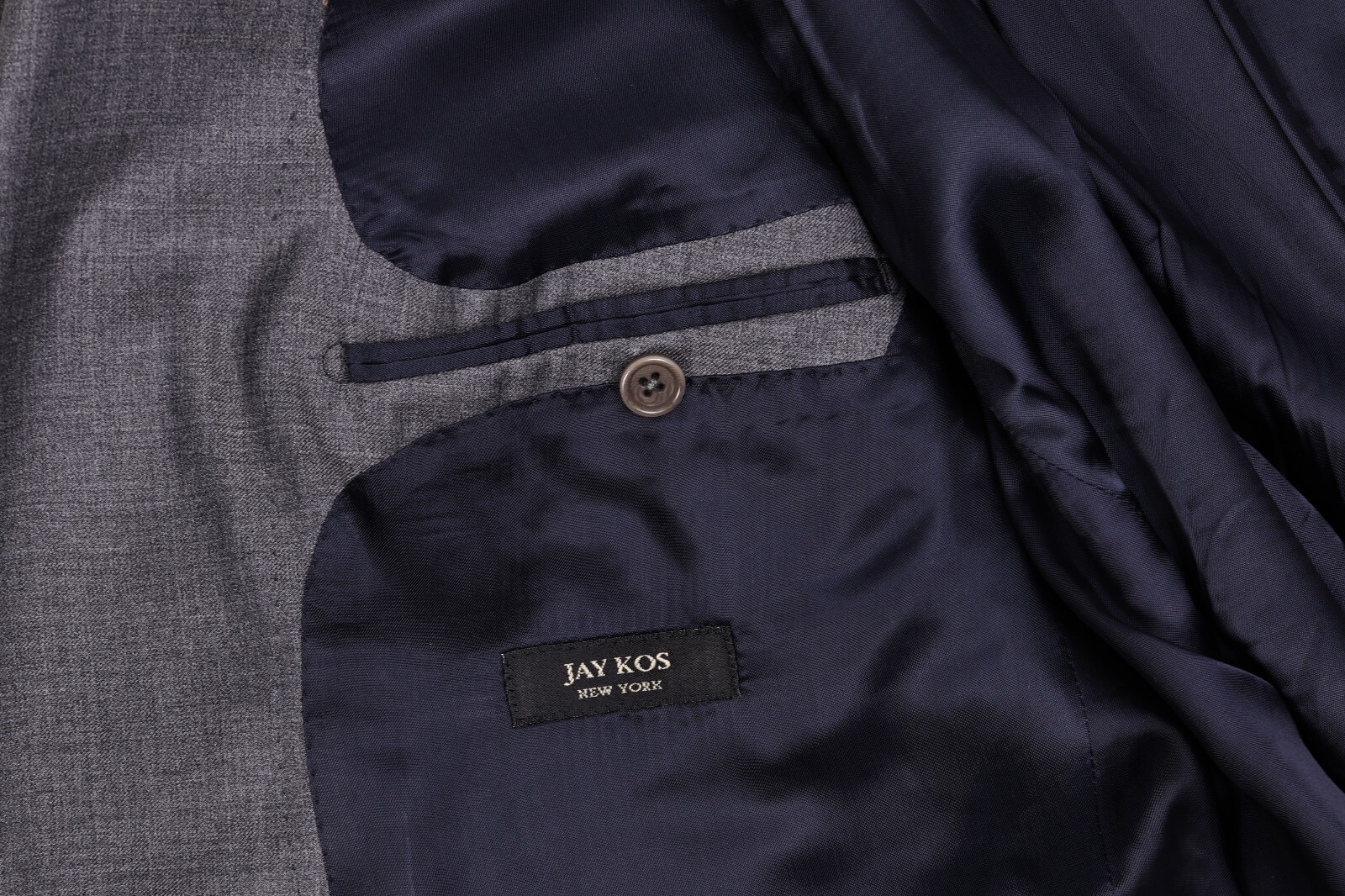 JAY KOS Solid Gray Wool Mens Blazer Double Breast… - image 5