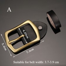 1x Replacement Brass Belt Buckle Single Prong with Strap Classic Black Retro New