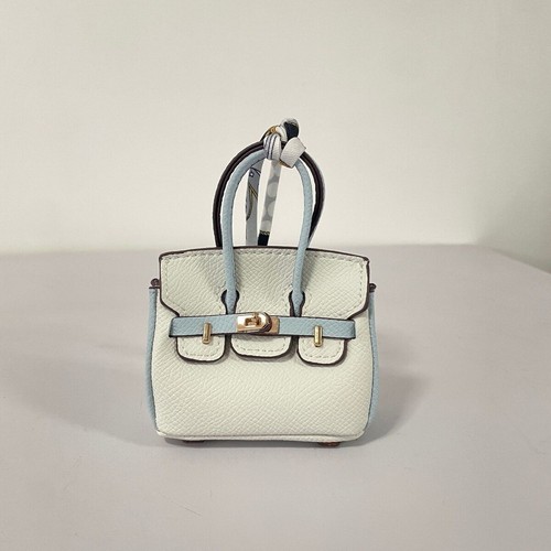 Mini Designer-Inspired Handbag Keychain with ScarfColorblock Bag Pendant Headpho - Picture 3 of 16
