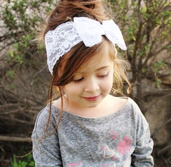2025 6PCS Baby Toddler Headbands Lace Bow Flower Hair Accessories Red/White/Blue - Image 4 of 4