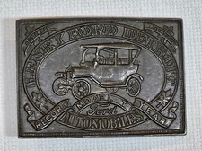 VTG Henry Ford Detroit Automobiles Model T Record Year Brass Belt Buckle