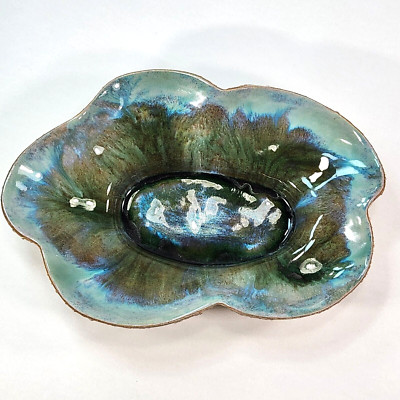 Vintage Hammat Original 535 Pottery Dish Blue Green Brown
