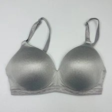 Warners Bra 34C No Wire Grey Padded Cups Adjustable Straps Style 01269
