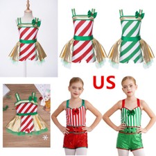 Kid Girls Christmas Dance Costume Mrs Santa Claus Dress Ballet Dance Unitards