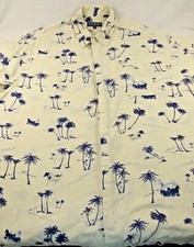 ROPER Men's Short Sleeve Hawaiian Button Shirt 2XL Horses XXL Palm Trees Cowboy
