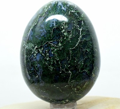 2.4" Blue Green Moss Agate Egg Polished Natural Gemstone Crystal