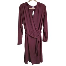 NWT Old Navy Burgundy Long Sleeve Wrap Dress -Full Wrap Belt - Size XXL