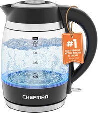 Chefman Electric Kettle 1.8L 1500W Glass Hot Water Boiler Auto Shut-Off BPA Free
