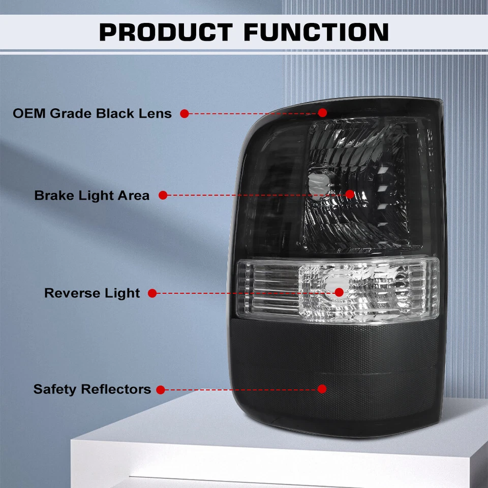 Pair Tail Lights Black For 2004 2005 2006 2007 2008 Ford F150 F-150 Rear Lamps - Image 2 of 4