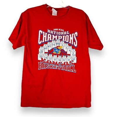 KU Jayhawks Shirt Mens Size Medium 2008 NCAA Champs Kansas Basketball Y2K Merch