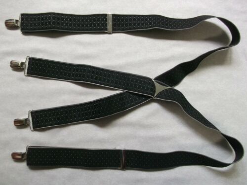 Braces Suspenders Mens Vintage Retro 1980s 1990s Black Grey Checked Design - Picture 5 of 8