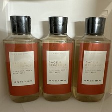 3 New SAGE  BERGAMOT BATH  BODY WORKS SHOWER GEL BODY WASH