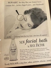 Max Factor Facial Bath, Make Up, Cosmetics, Full Page Vintage Print Ad