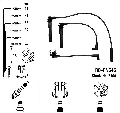 7108 NGK Ignition Cable Kit for RENAULT