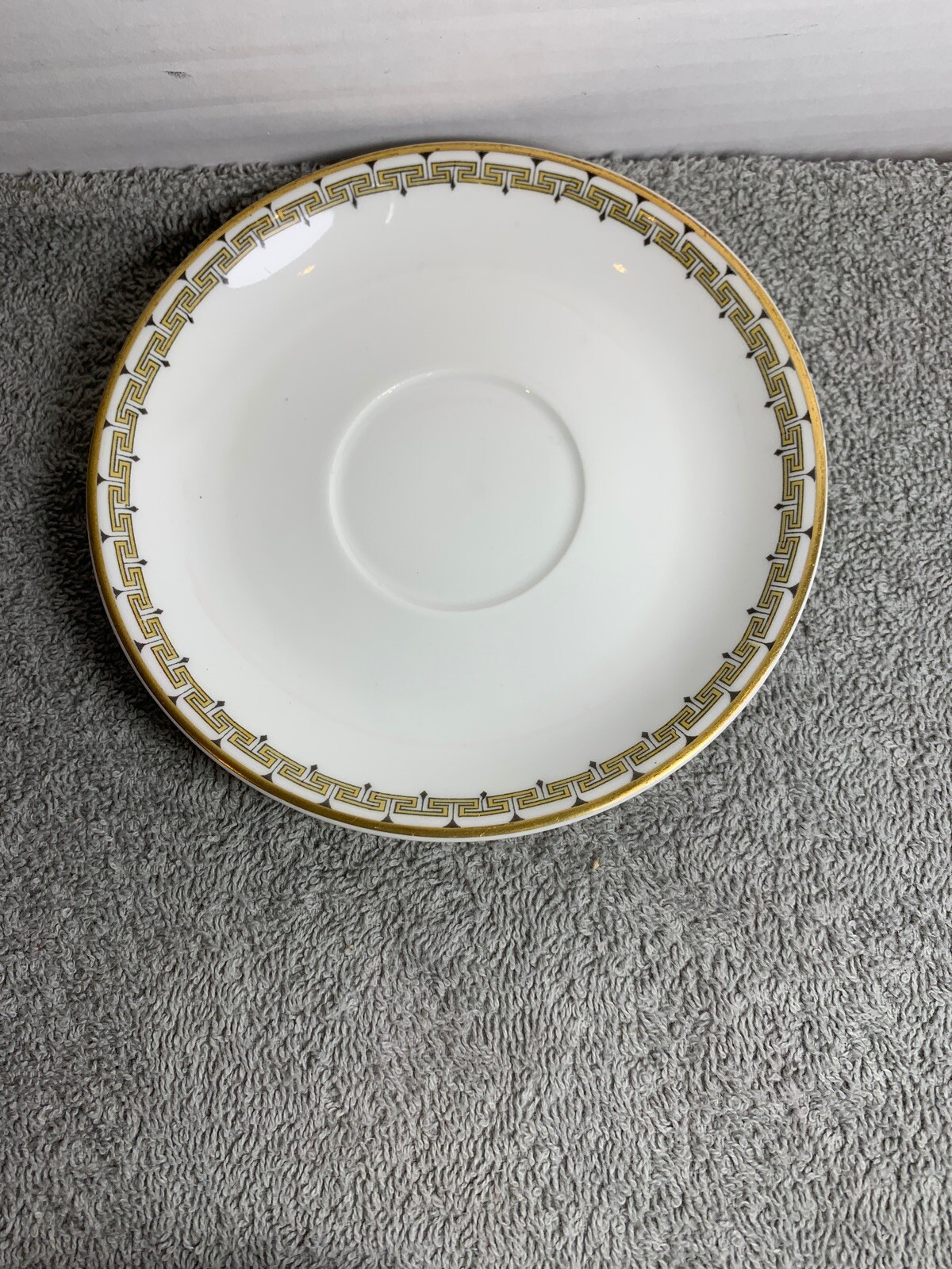 Haviland Limoges Demitasse Yellow Greek Key Sch. 107c Tea Cup & Saucer