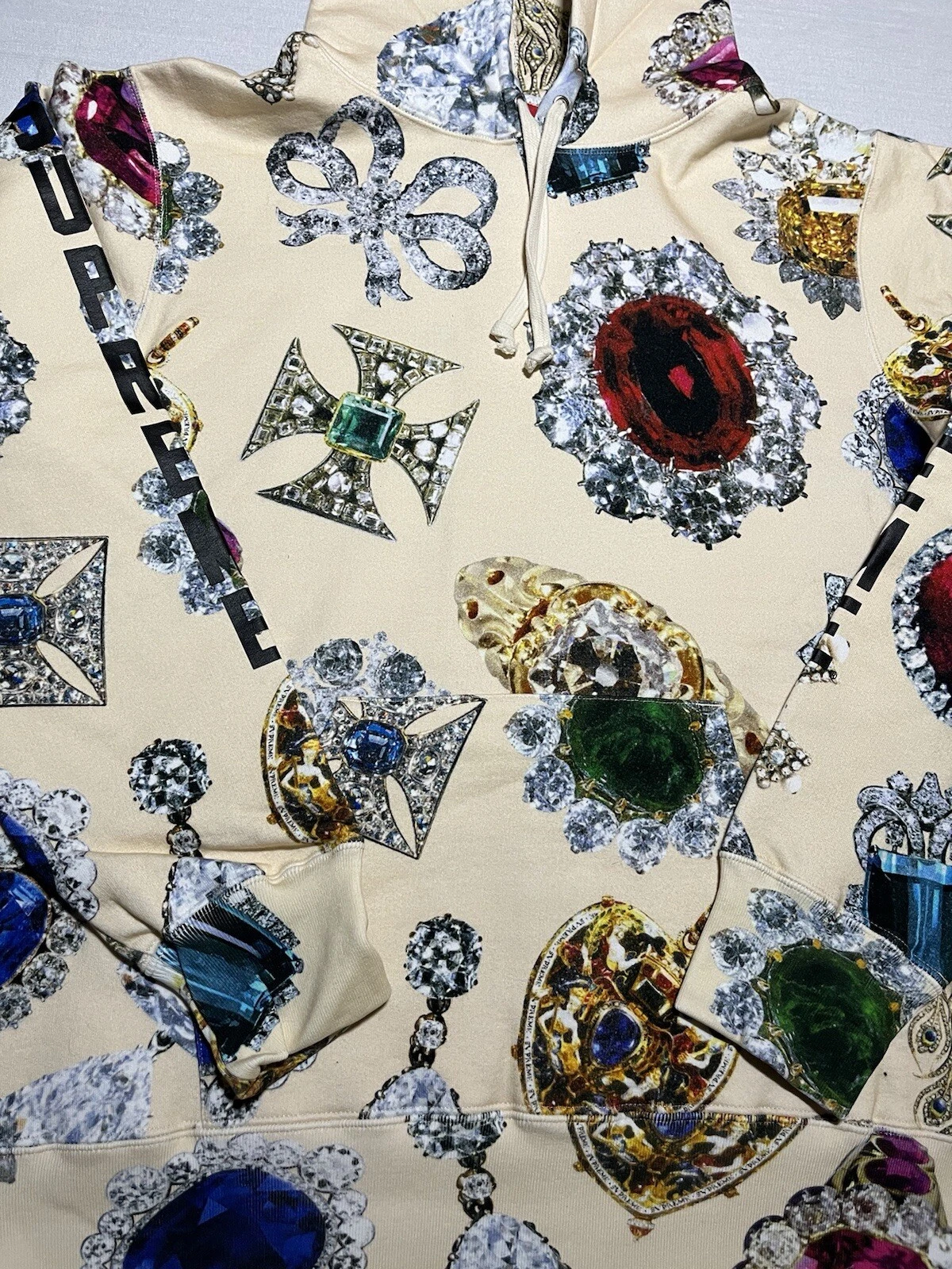 Felpa con cappuccio Supreme Jewel crema taglia media DEADSTOCK GM8