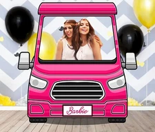 Barbie Pink Van, Vehicle Theme, DIY Photo Booth Props, Non-Personalized