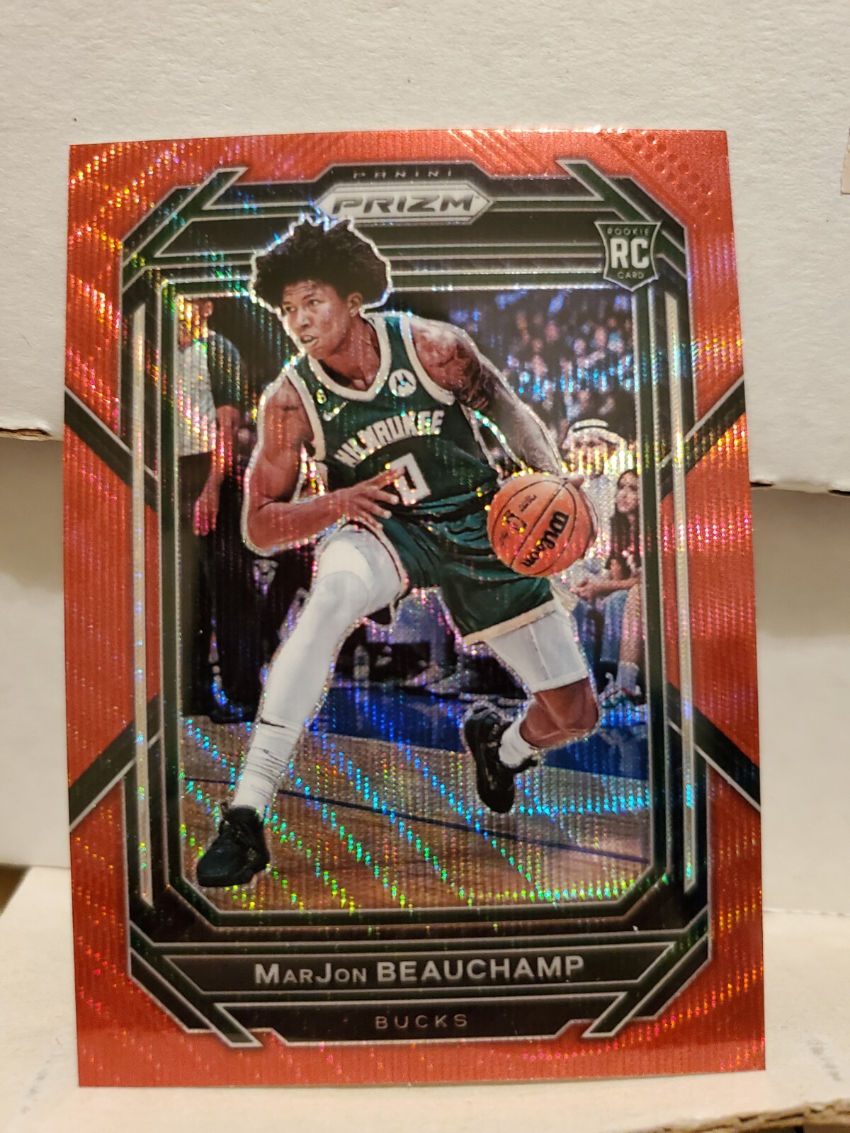 MarJon Beauchamp 2022-23 Panini Prizm #268 Red Ruby Wave Prizm SP Rookie RC
