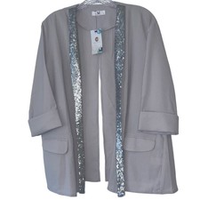 Nwt Amelia James Sequin Trimmed Split Back Cardigan Blazer Jacket L