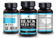Black Seed Oil Capsules 500mg 90 Count Softgels - Cold Pressed Amazing Herb New