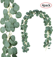 4 Pack 6.5 Feet Artificial Silver Dollar Eucalyptus Leaves Garland Wedding Decor