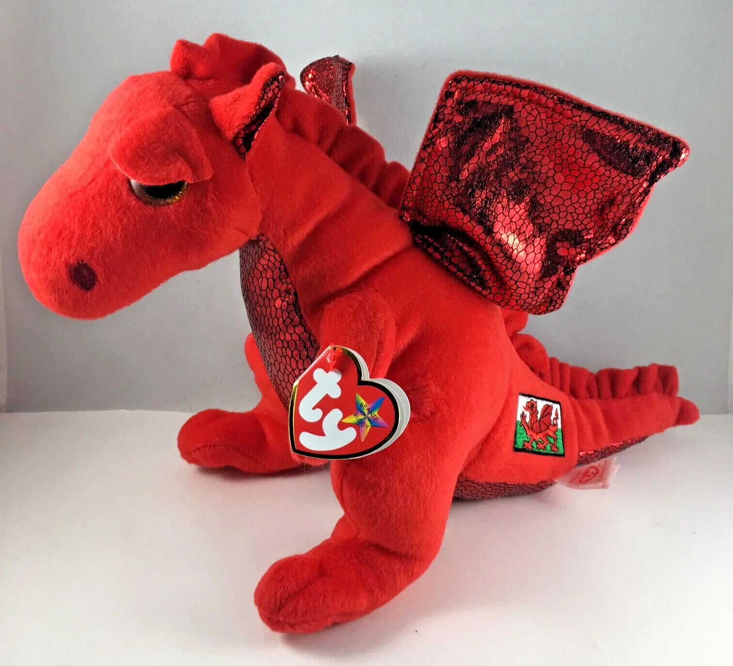 TY BEANIE BUDDY BABY - Y DDRAIG GOCH - WELSH RED DRAGON  - RETIRED WITH TAGS - 2