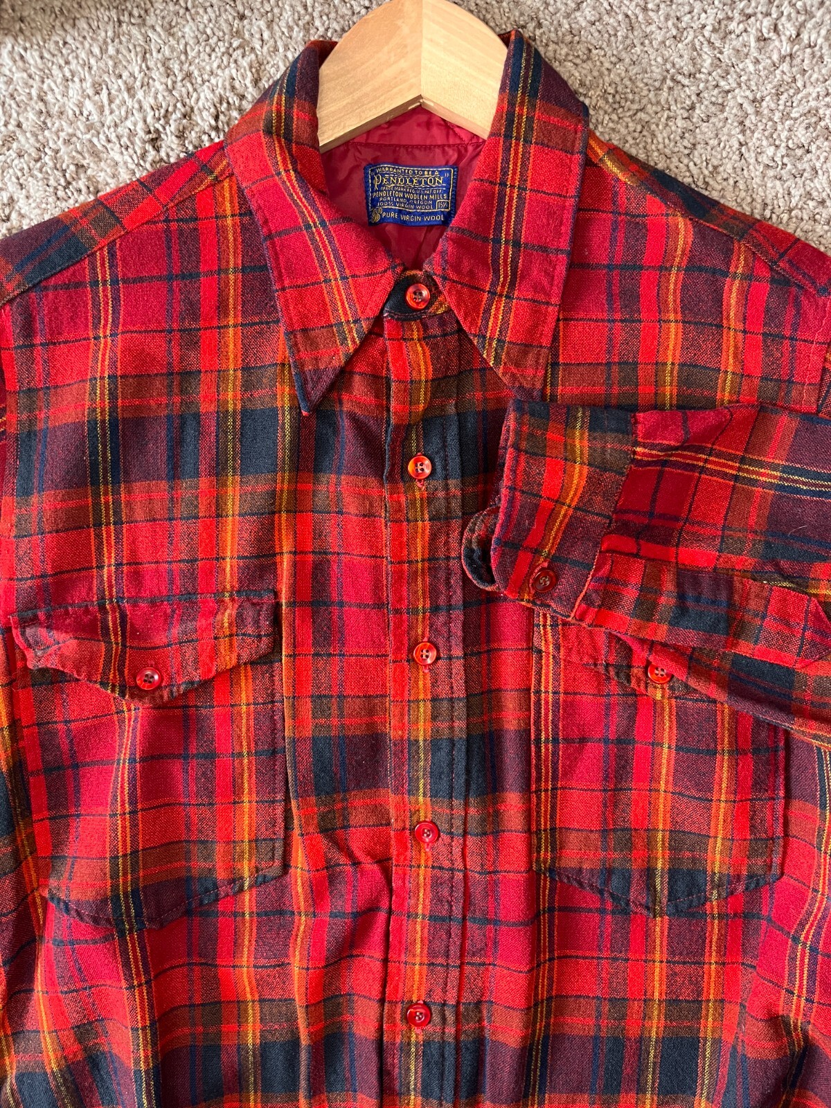 1970's Pendleton Wool Plaid Button Up Flannel Dou… - image 3