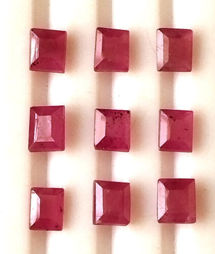 Unheated Ruby 5X4 mm Baguette Cut Faceted Natural Gemstone 9 Piece Wholesale Lot - Afbeelding 1 van 4