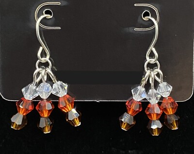 Handmade Clear Orange & Brown Crystal Bead Earrings by Neanie-Bot
