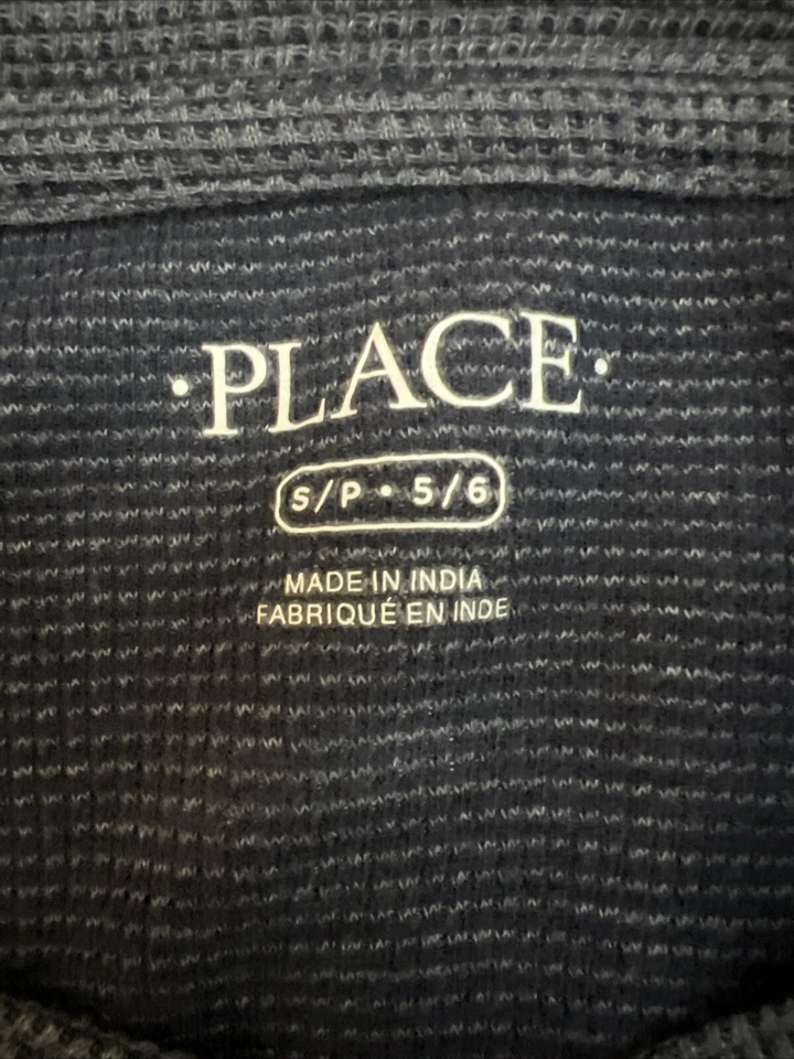 Children’s Place Boys Dark Blue Henley Crewneck Thermal Shirt Size Small/5-6 - Imagem 4 de 4