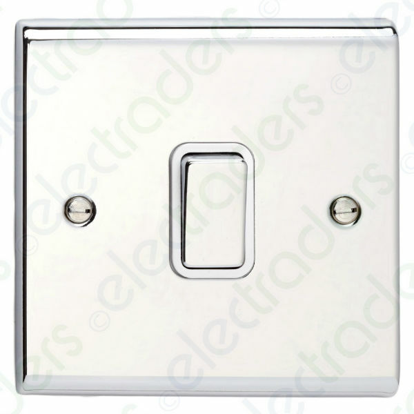 Deta SD1203CHW Light Switch 1G 2 Way 10 Amp Polished Chrome White Insert
