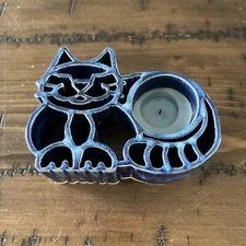 Kitty Cat Candle Pots Bay Pottery Votive Taper Candle Stick Holder 